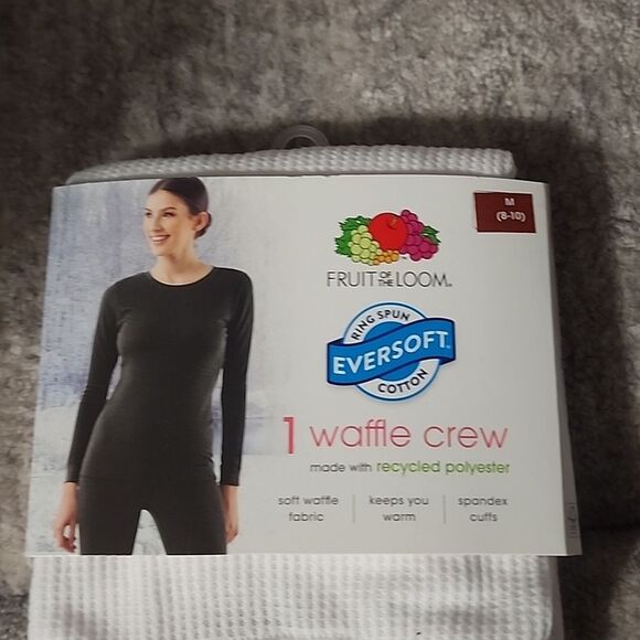White Fruit of the Loom Women's Eversoft Waffle Thermal Top Size XL - Picture 9 of 9